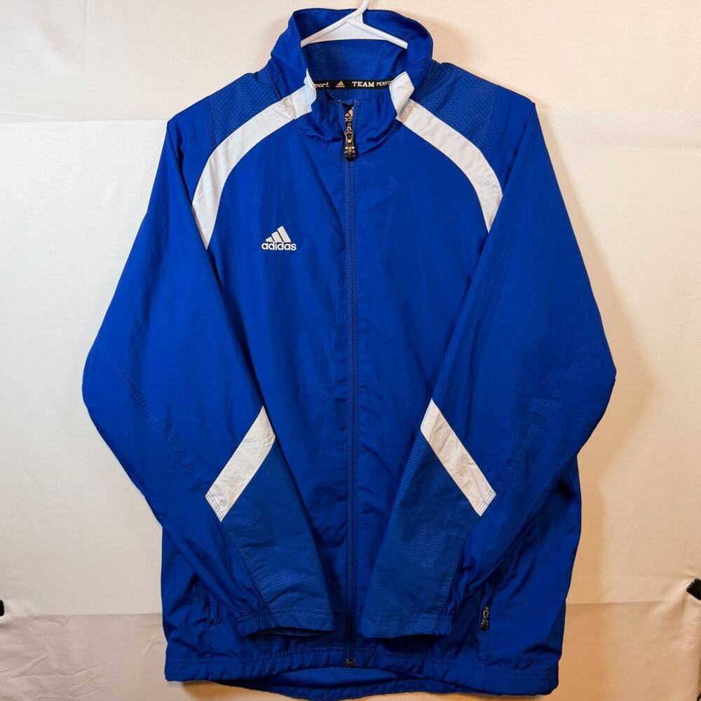 Adidas Team Performance ClimaProof Blue and White Jacket Mens Size Small
